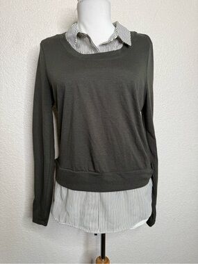 BCX Olive Green Layered-Look Women's Top